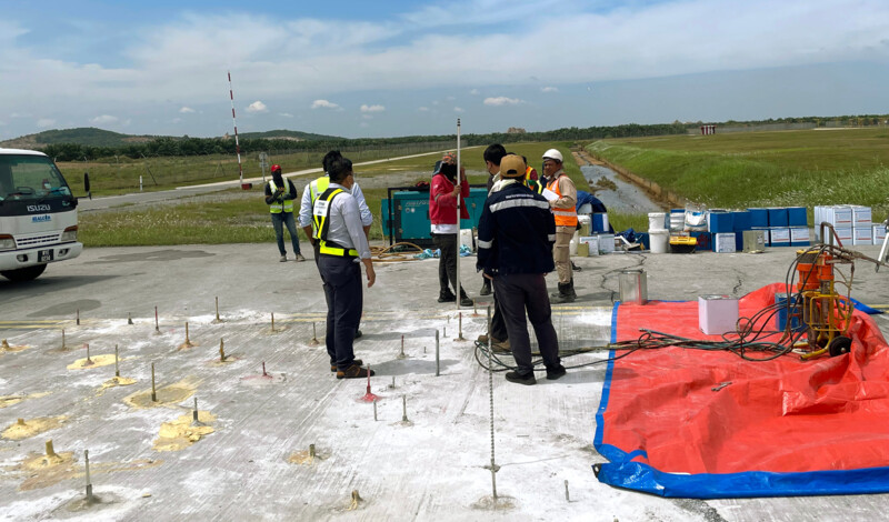 Taxiway lifted and consolidated with MC-Montan Injekt at an interntional airport.