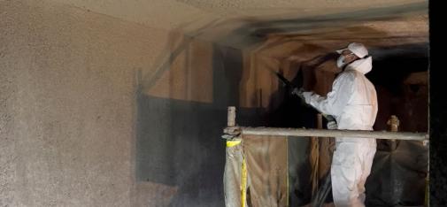 Rehabilitation work on a drinking water tank at the Appital lake waterworks in Switzerland