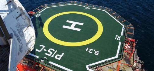 The refurbished helipad after the coating systems Colusal Speed Primer and MC-DUR TopSpeed were applied. 