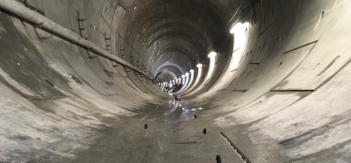 View into the tunnel of Sydhavn/M4 tunnel construction project in Copenhagen