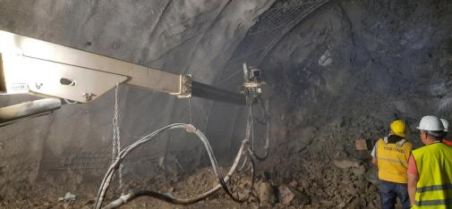 Shotcrete application in the tunnel
