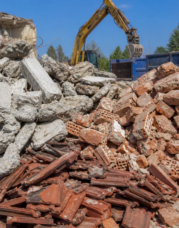 Construction site with recycled building materials