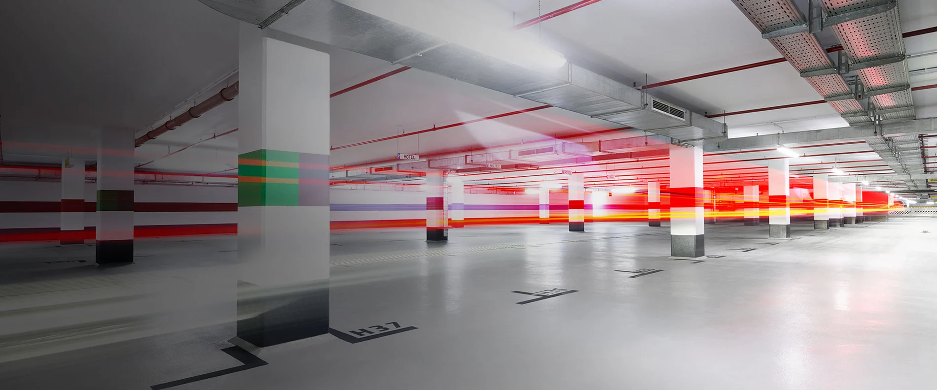 Wall, ceiling and floor renovation car park of Pentahotel Leipzig