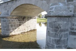 Close-up of the repaired bridge piers