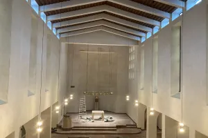 Immaculate plaster surfaces - view of the restored church