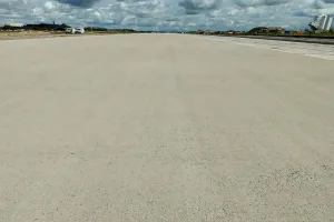 View of the completed runway of the military airfield