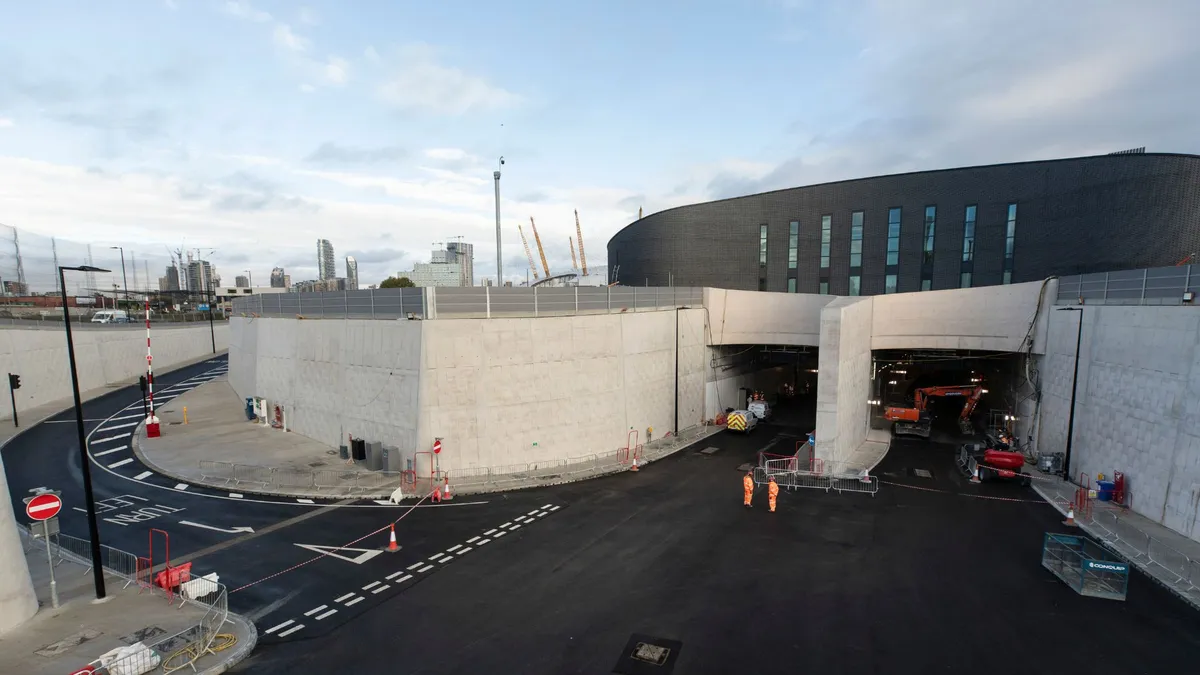 The entrance to the 1.4-kilometre-long twin-tube tunnel connecting east London with the Greenwich Peninsula.