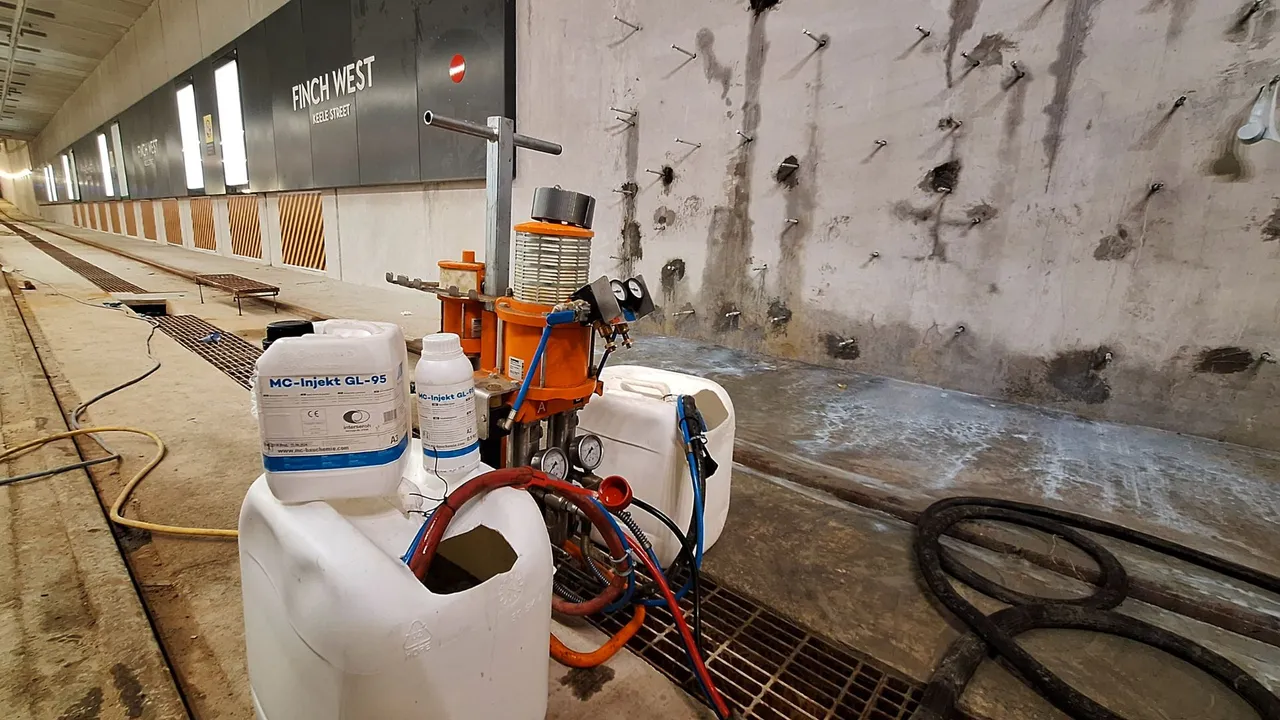 View of the construction site of the underground station in Toronto