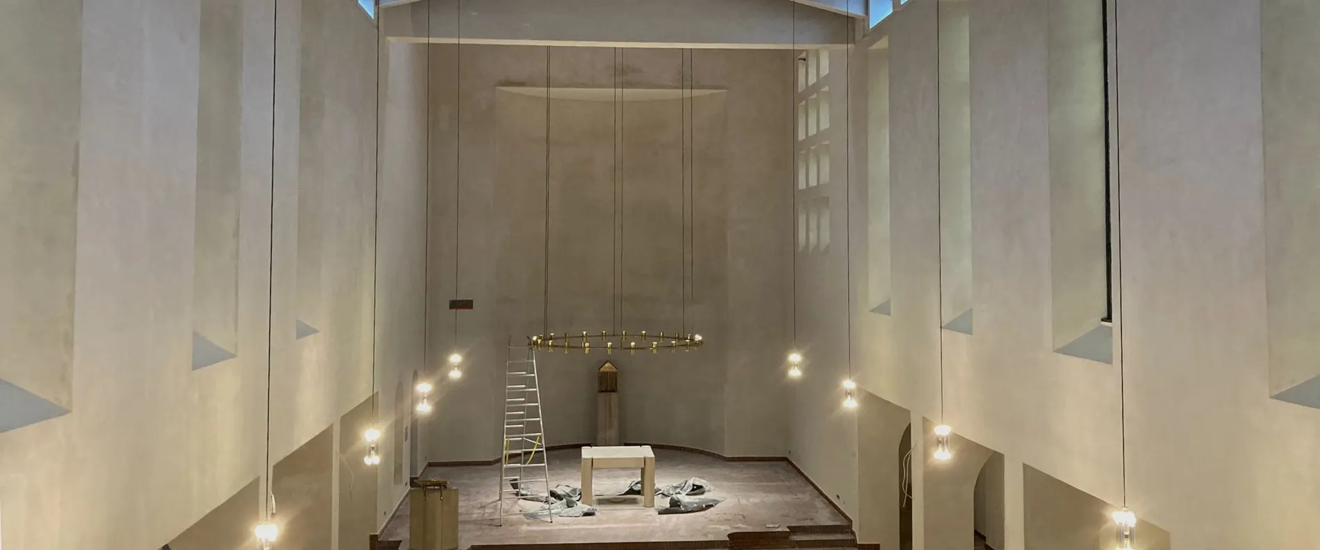 Immaculate plaster surfaces - view of the restored church