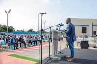 Noble Bediako, Managing Director of MC-Bauchemie Ghana, welcomes the guests. 