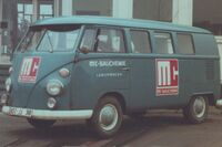 View of a lab trolley in front of the HQ in the 1960s