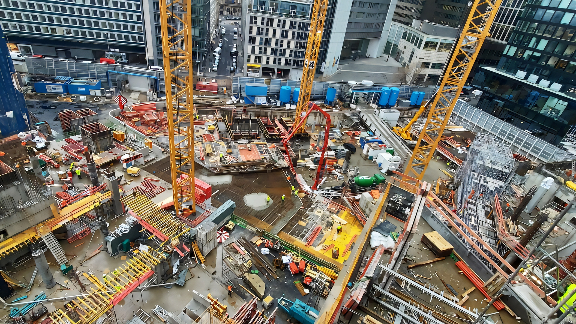 View of the construction site of the FOUR Quarter in Frankfurt am Main.