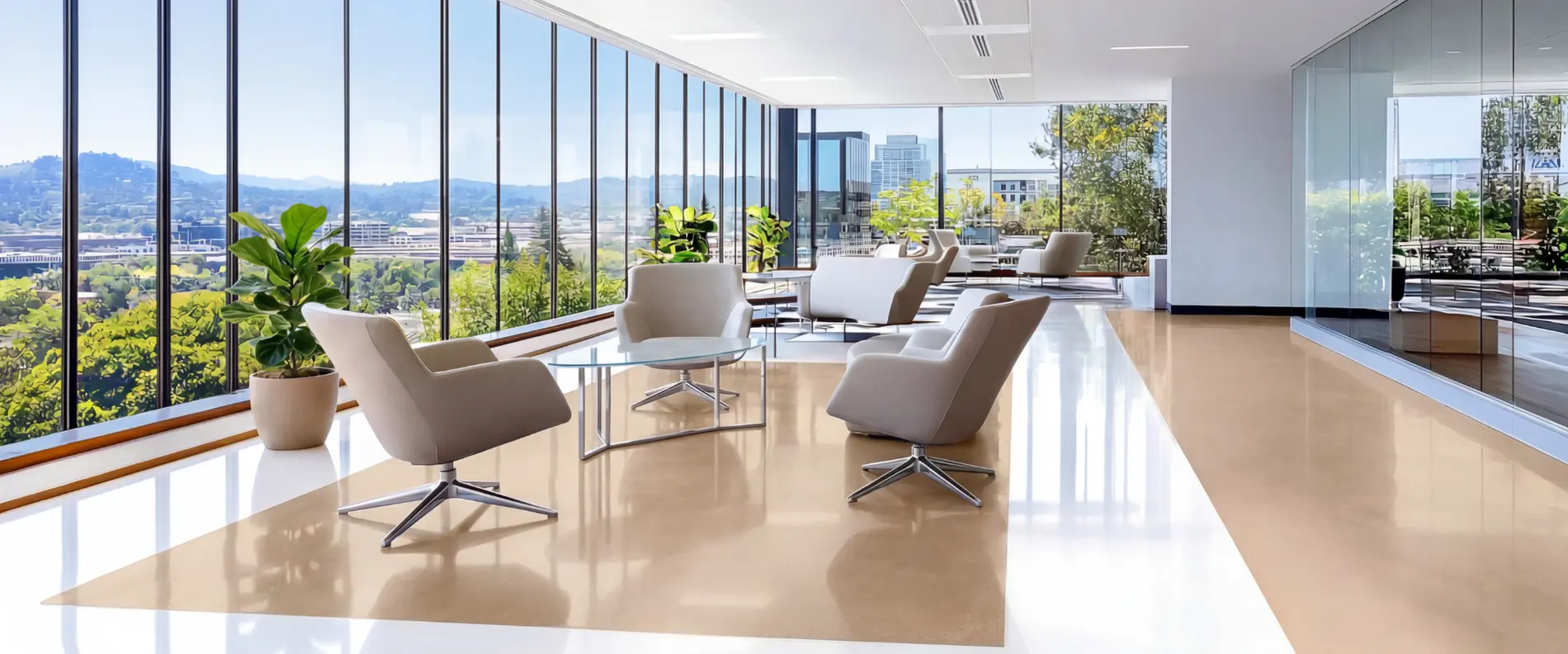 View of a modern floor coating in a lounge area