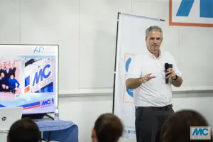 Carlos Safranez Junior gives a welcoming speech