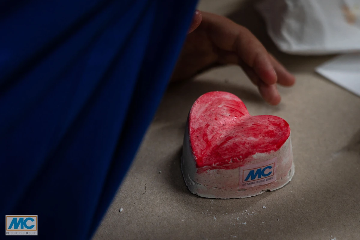 A heart made out of concrete