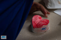 A heart made out of concrete