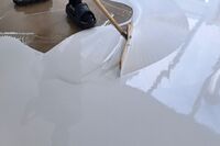 MC-DUR 2060 UV flow is applied using a squeegee