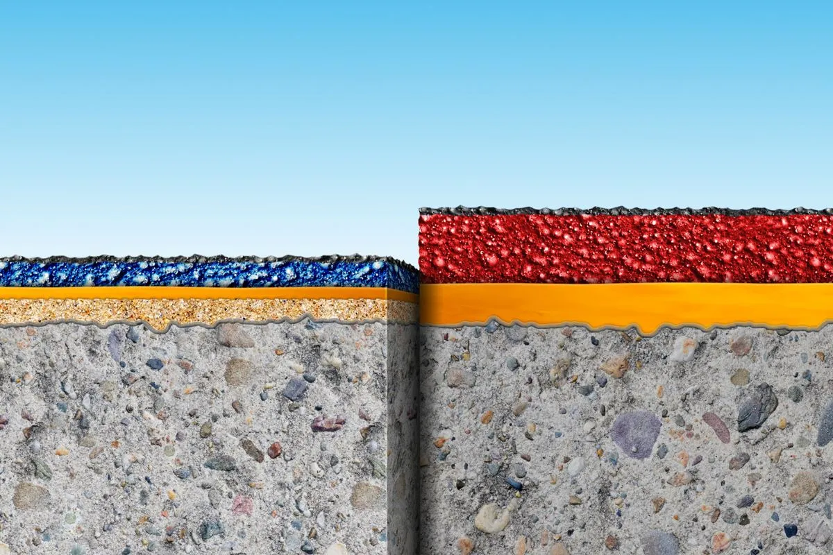 Two layer structures next to each other