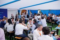 The guests enjoyed German meals and beer at the celebration.