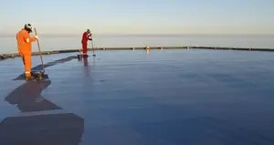 For the flooring structure of the helicopter deck, a roll coating was applied.