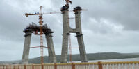 The two bridge piers in progress