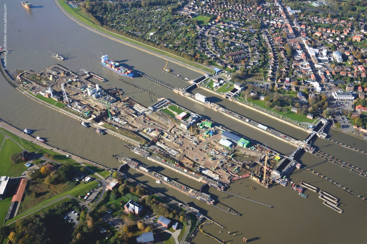The construction of the fifth lock chamber in Brunsbüttel 