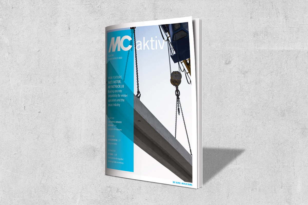 The new MC aktiv 3/2022 with the MAIN FEATURE: Fast, faster, MC-Fastkick – Boosting concrete compatibility
