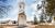 Baroque church tower in the middle of the monastery compley.